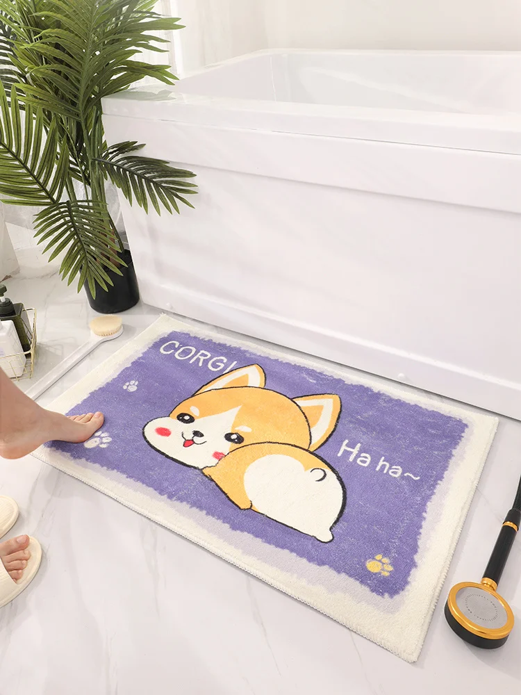 

Bathroom wood dog foot floor household non slip mat toilet door cartoon carpet