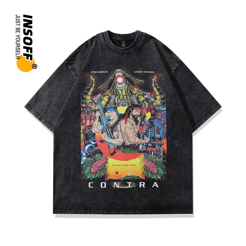 

Футболка Y2k мужская оверсайз, хлопковая Футболка с рисунком персонажей американских игр, с вареным эффектом, уличная одежда, оригинал