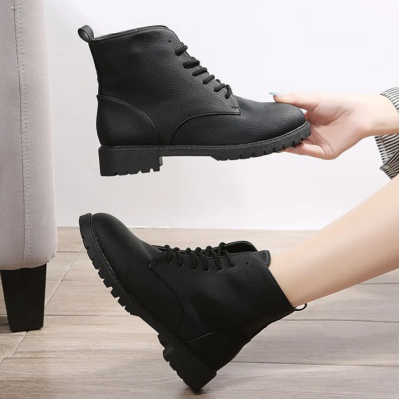 Women Boots Genuine Leather Women White Ankle Boots Motorcycle Boots Female Spring Autumn Winter Shoes Woman Punk Botas Mujer