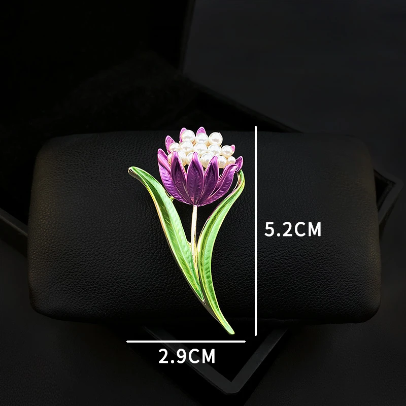 1182 Exquisite Flower Brooch High-End Women's Luxury Sweater Suit Neckline Clothes Accessories Buckle Enamel Pin Pearl Jewelry