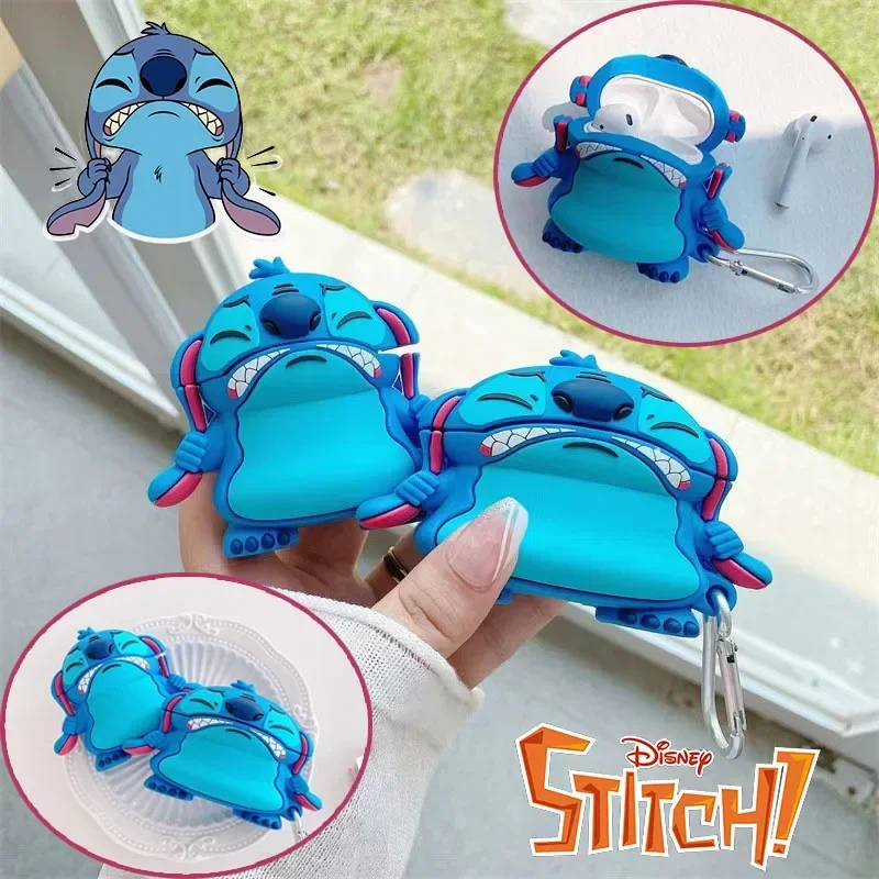 Disney Stitch 3D чехол для Apple AirPods 1 2 3 Pro мультяшный силиконовый наушников Bluetooth с крючком