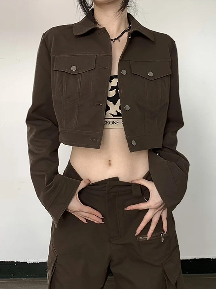 

2023 Spring Women's New Bomb Street Sexy Open Umbilical Long Sleeve Denim Top Slim Fit Slim and Age Reducing Jacket