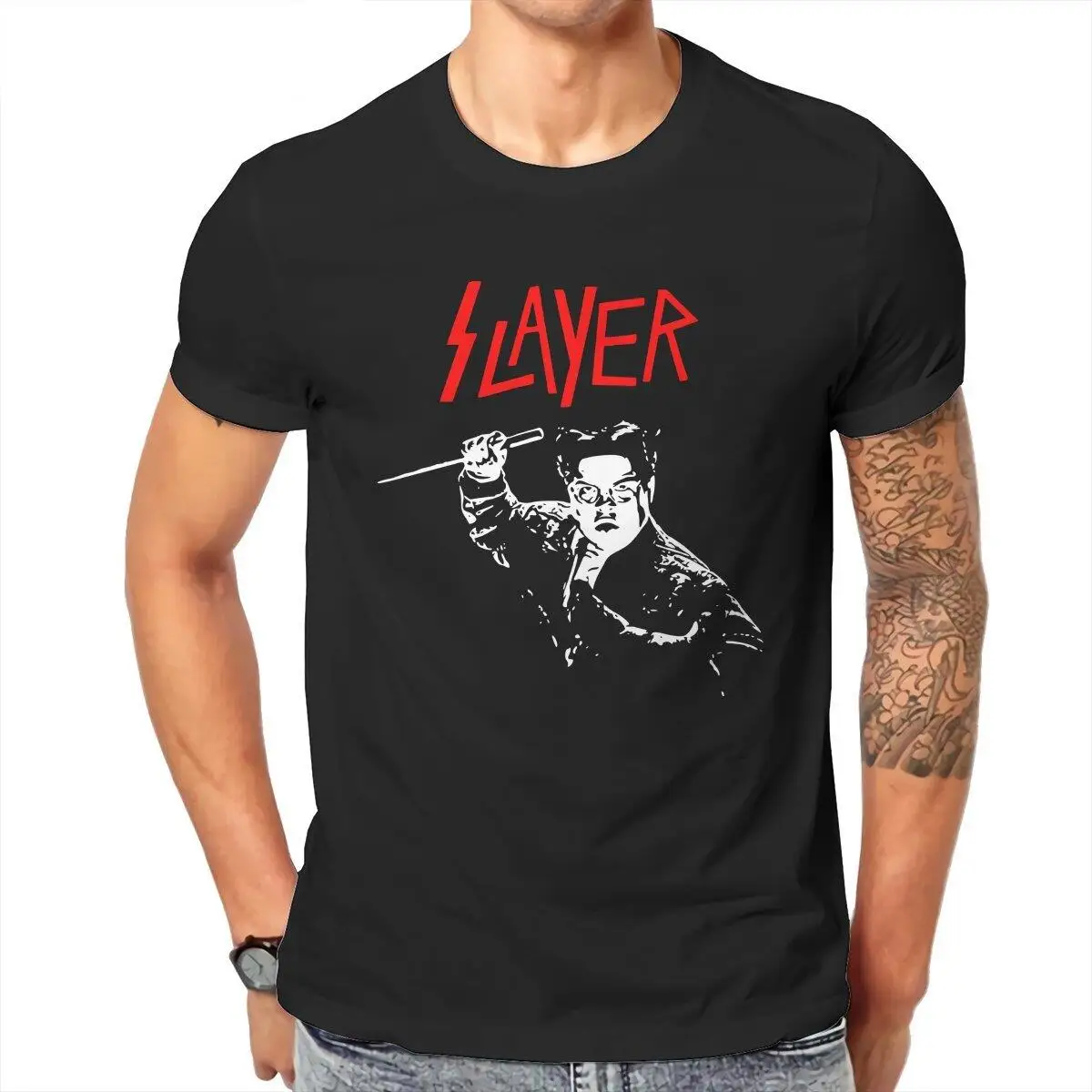 Slayer  T-Shirts Men What We Do in the Shadows Novelty 100% Cotton Tees Round Neck Short Sleeve T Shirts Unique Clothing