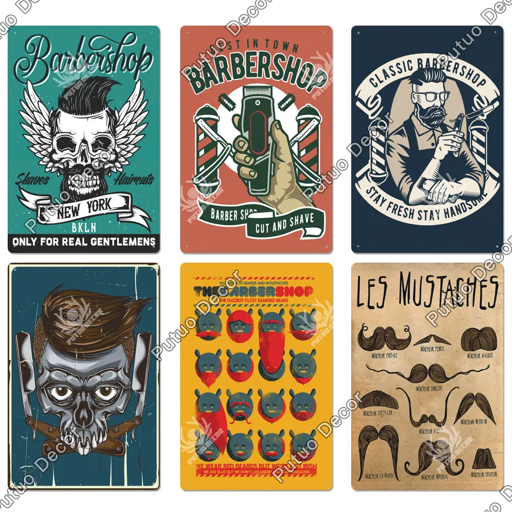 Винтажный Металлический Плакат Putuo Ретро-парикмахерская Настенный