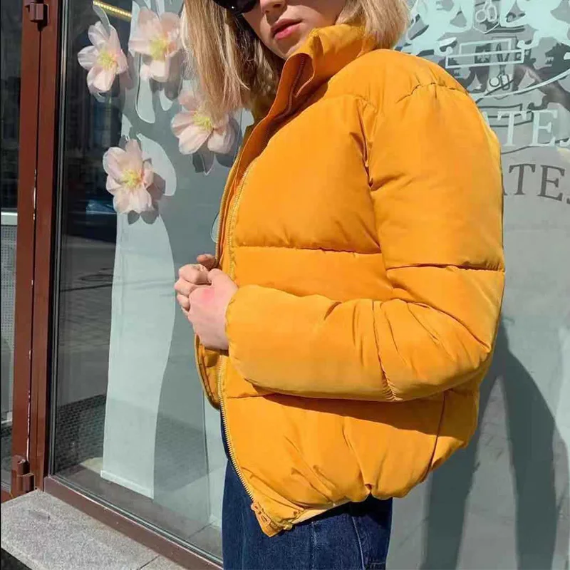 Women Winter Cotton Padded 2023 Fashion Puffer Jackets Thicken Short Parkas Coats Solid Stand Collar Warm Female Casual Overcoat