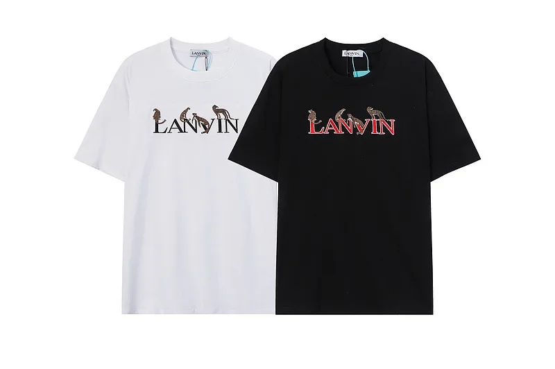 

LANVIN модная Роскошная Высококачественная трендовая Повседневная футболка с круглым вырезом и коротким рукавом для пары мужчин и женщин