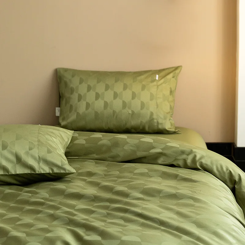 

High-End Sense 100 Pieces Jacquard Tribute Satin Long Staple Cotton Bed 4 Pieces Set Cotton Light Luxury Quilt Cover Pure Cotton