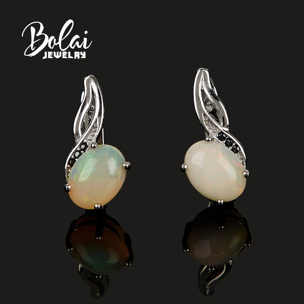 

925 пробы, серебряные серьги с опалом, натуральный опал, овальный, 7*9 мм, драгоценный камень, ювелирные украшения для женщин, жены, хороший подарок