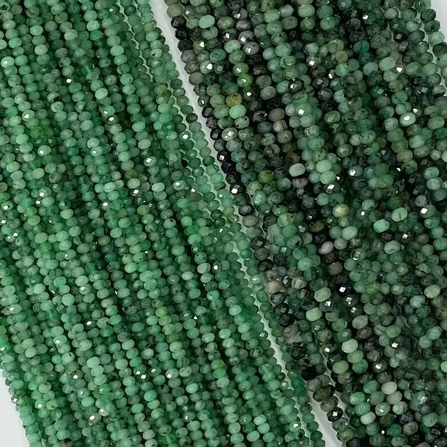 

Icnway 2mmx3mm 3mmx4mm natural emerald roundel faceted 39cm beads for jewelry making