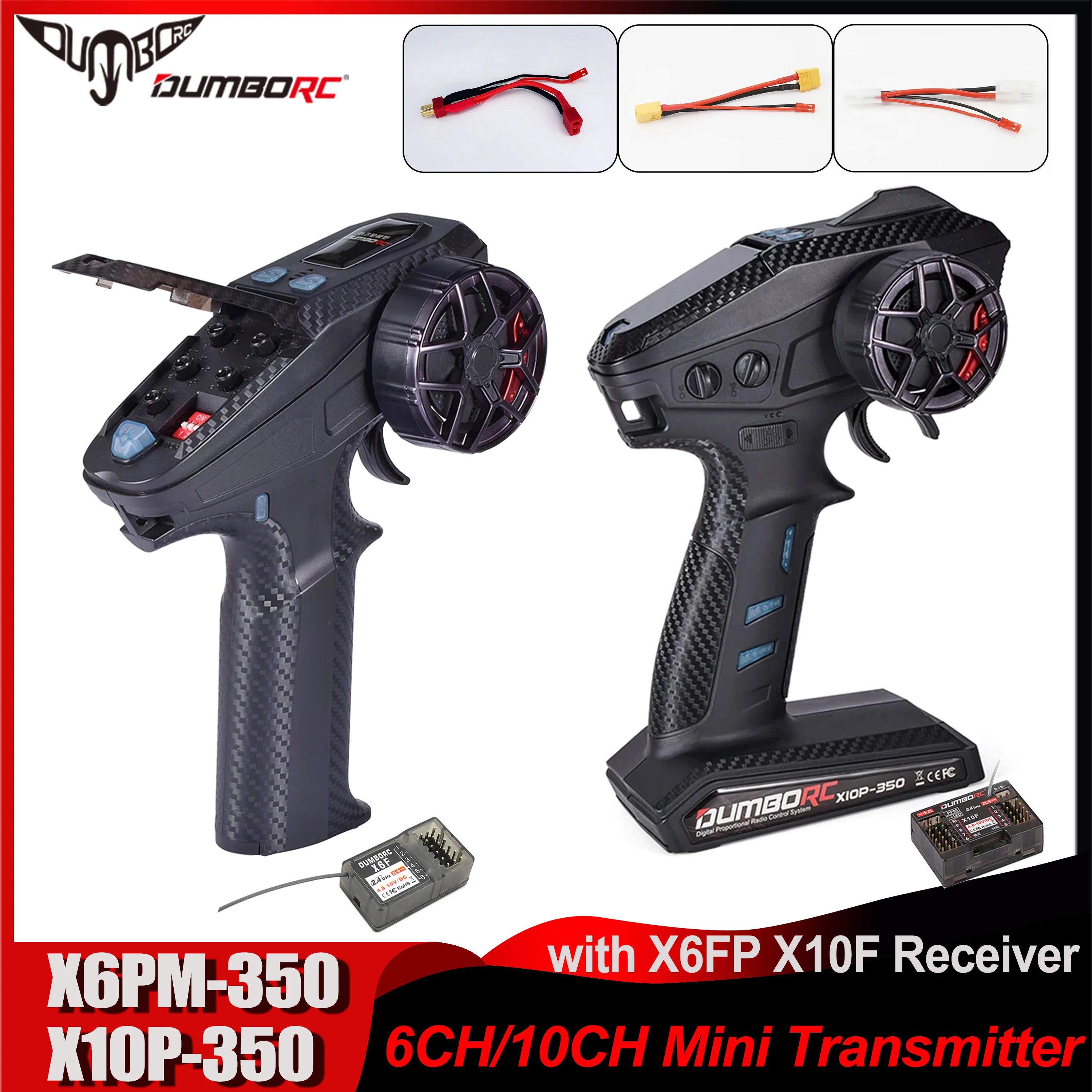 

DUMBORC 6 Channel X6PM-350 10Channel X10P-350 Transmitter with Receiver X6FP X10F 4.8-12V Voltage Return for RC Car Boat Model