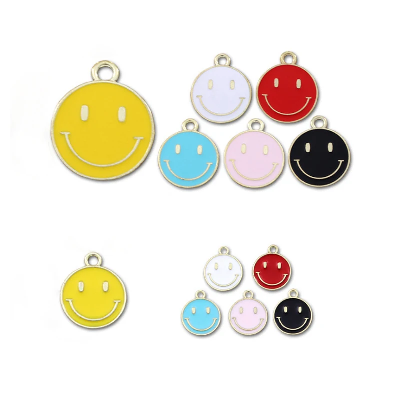 

10pcs/Lot Cartoon Smiley Face Bracelet Necklace Enamel Charms Pendant Dripping Alloy DIY Jewelry Accessories