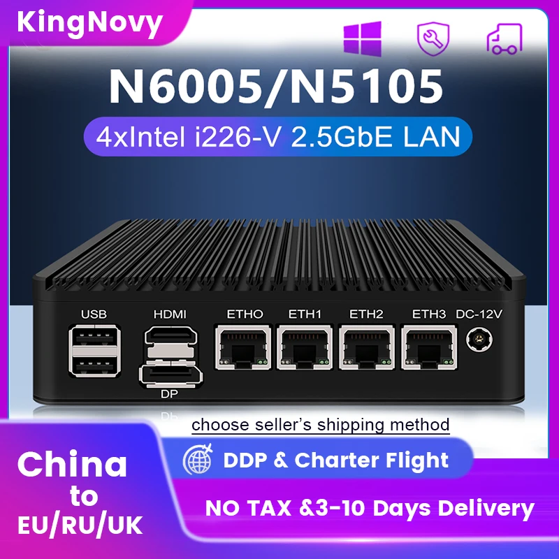 2.5G Firewall Soft Router 11th Gen Pentium N6005 4 Intel i226 DDR4 NVMe TPM2.0 3x4K UHD Fanless Mini PC  OPNsense ESXi Proxmox