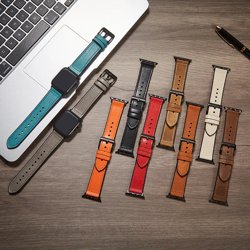 

Retro leather thin smartwatch strap for Apple IWatch7