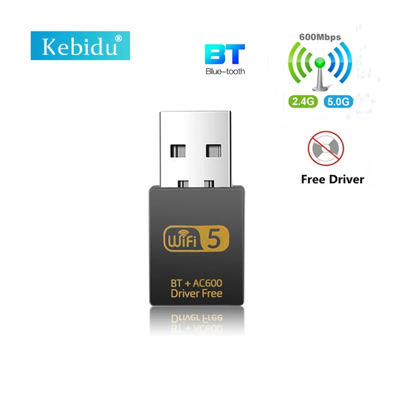 2 in 1 Wireless Network Card 2.4/ 5G 600Mbps Bluetooth WiFi Adapter USB Receiver Transmitter Dual Band for Windows laptop |