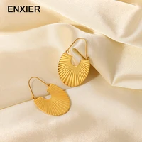 enxier new irregular 316l stainless steel 18k gold plated u shaped hoop earrings for women girls party jewelry