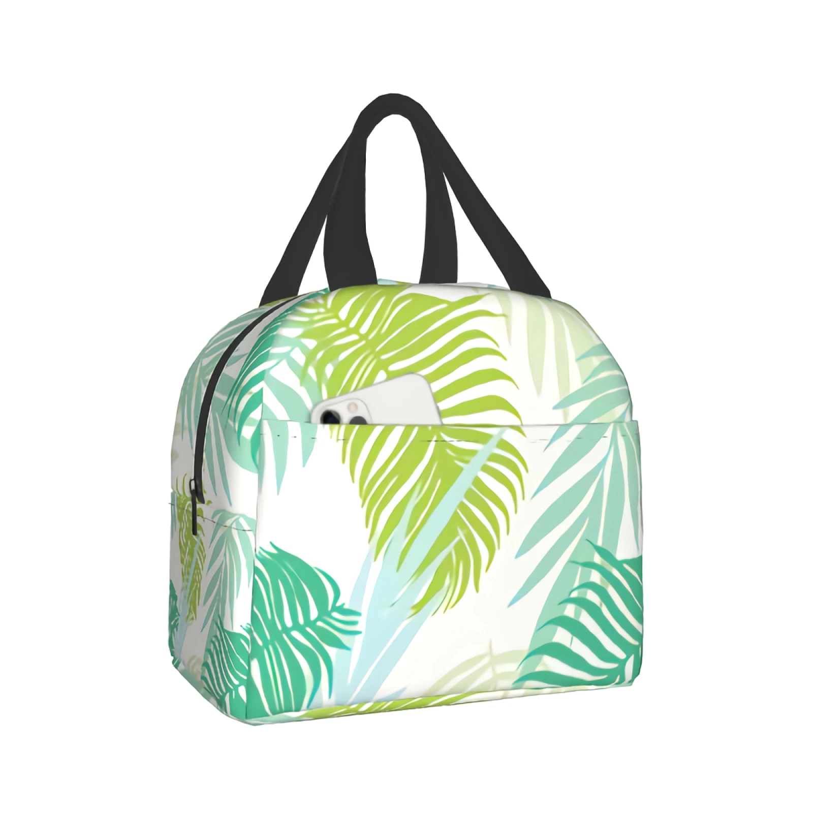 

Tropical Floral Lunch Bag Simple Exotic Palm Leafs Tote Bag Botanic Insulated Lunch Bag for Women Men Teen Girls Boys