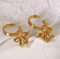 new french simple retro ins blogger metal ring gold flower earrings for women high end chic summer trend jewelry
