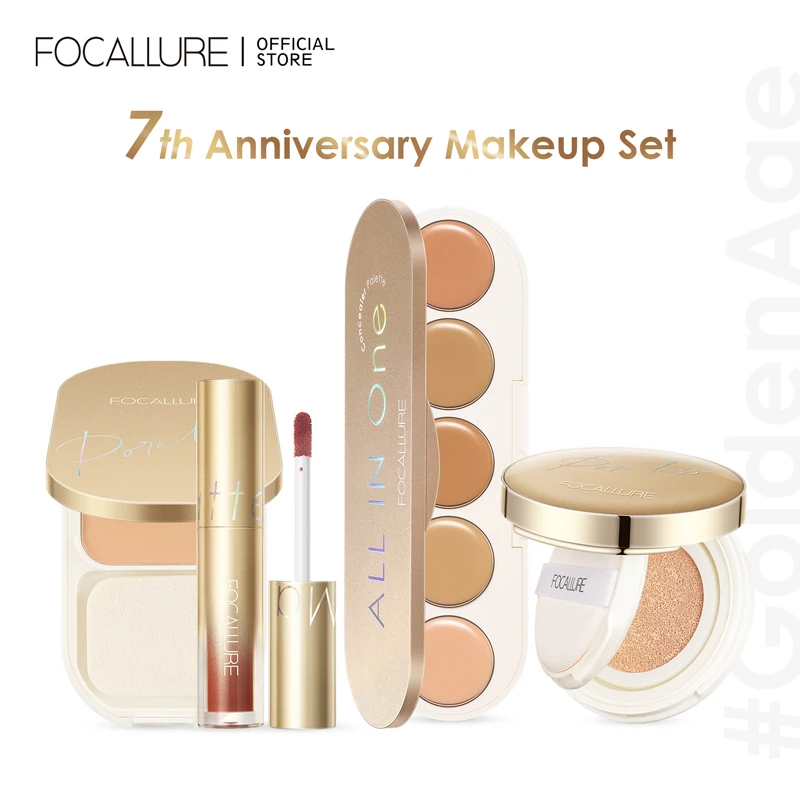 

FOCALLURE'S 7-й юбилей набор для макияжа BB Кремы консилер компактная пудра губная помада подходит для макияжа на основе