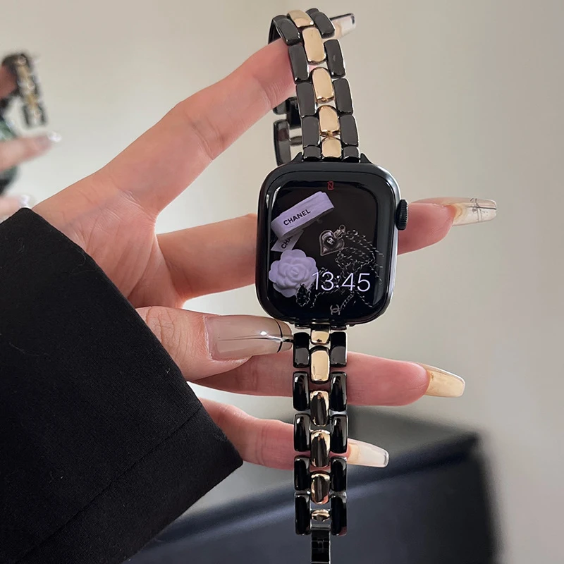 

Metal Band For Correa Apple Watch Series 8 Ultra 49mm Bracelet Stainless Steel Strap 41MM 45MM For Iwatch 7 6 5 4 3 Women Strap