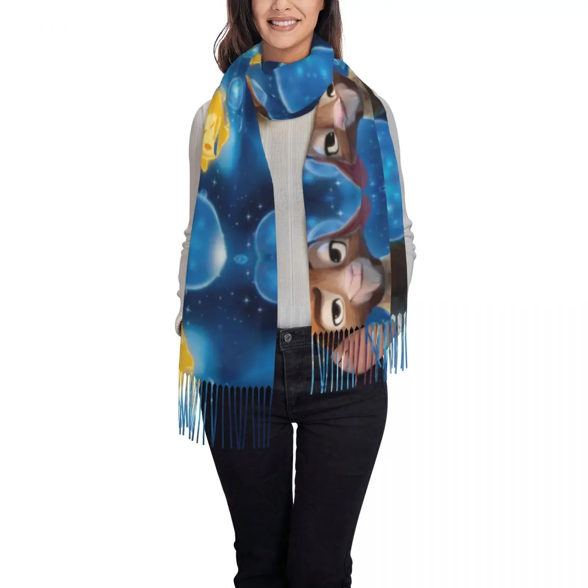 Женская шаль-шарф с кисточками на заказ