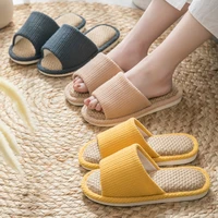 home cotton linen shoes womens bottom slippers indoor floor slides spring autumn couples mute sandals home bathroom zapatillas
