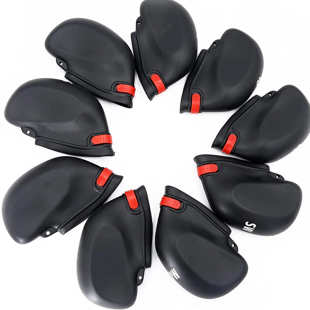 Резиновые накладки на клюшку для гольфа черные с цепочкой из ПВХ клиновидные 9 шт.