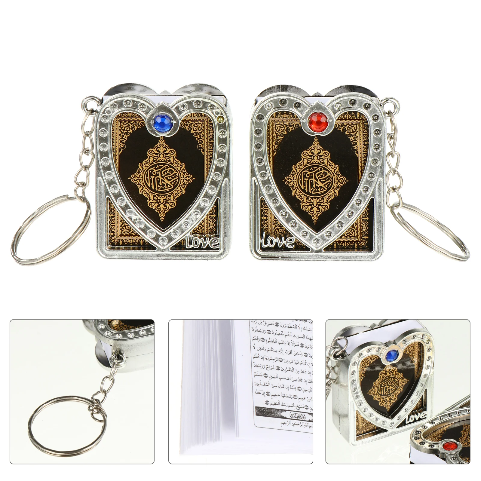 

12pcs Hanging Keychain Vintage Koran Book Keyring Religion Pendant Ornament