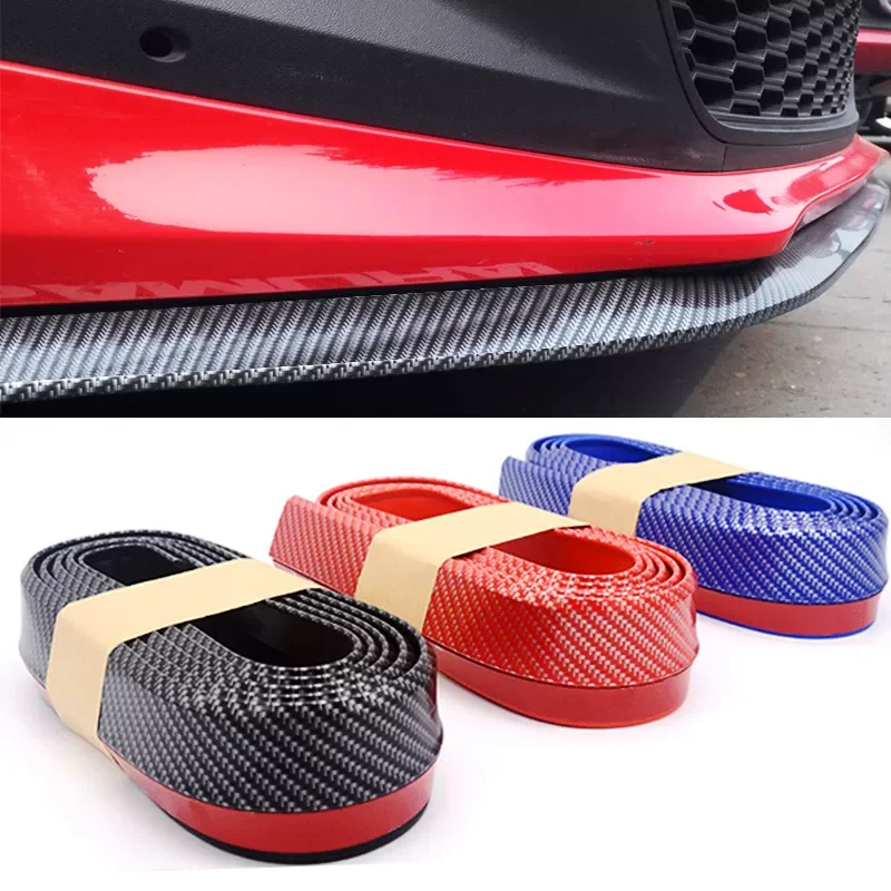 

2.5m Car Bumper Lip Strip Protectors Splitter Body Kits Spoiler Bumpers Car Door Bumper Carbon Fiber Rubber Lip 65mm Width Strip