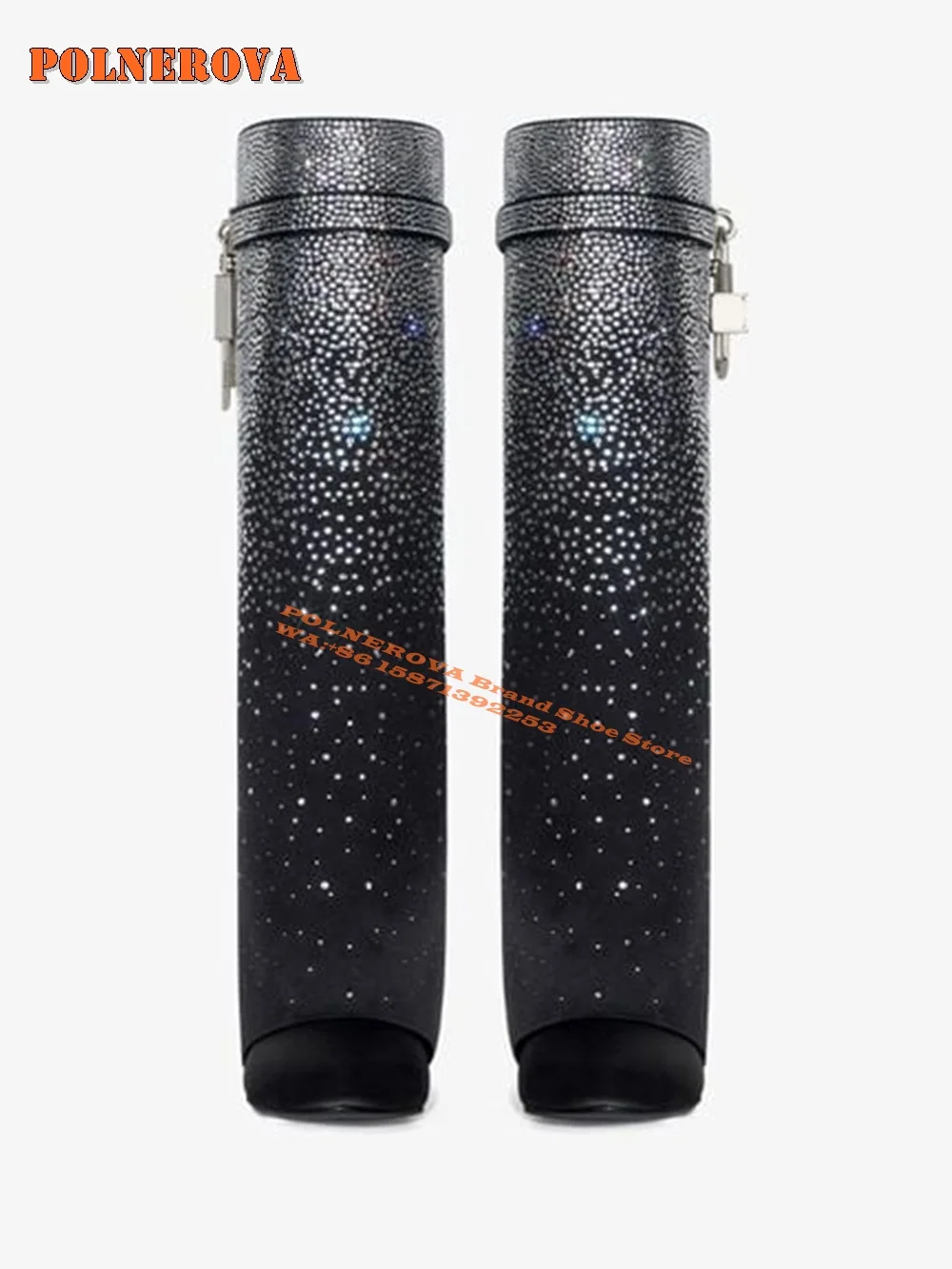 Сапоги на танкетке с острым носком и длинными рукавами со стразами гипсофила