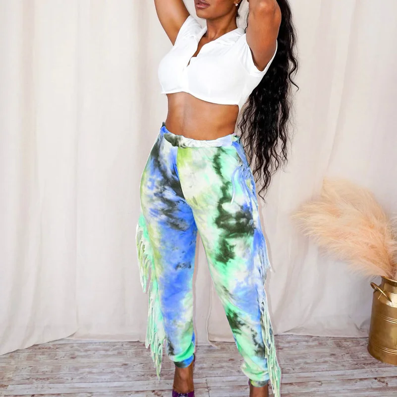 

WUHE печать Tie Dye красочная Женская одежда с высокой талией