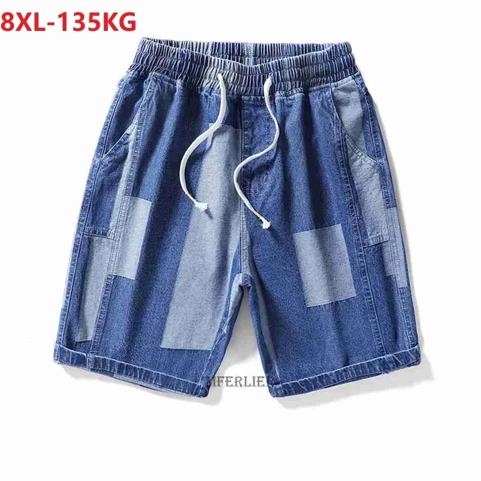 

new summer men denim shorts jeans plus size 7XL 8XL patchwork high street wear shorts casual fashion shorts