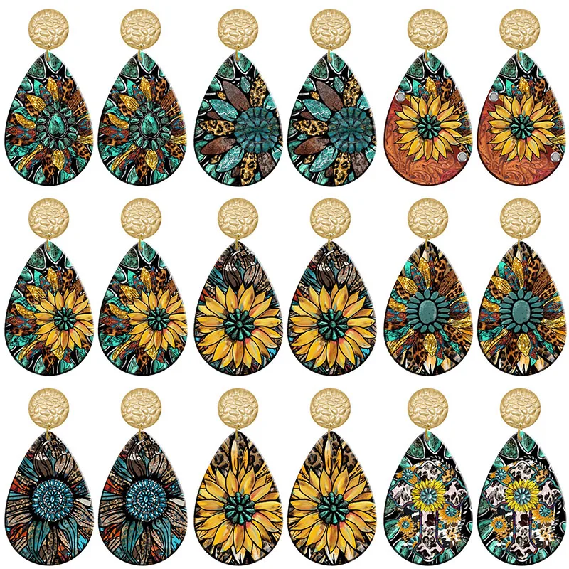 

Bohemian Sunflower Acrylic Drop Earrings For Women Jewelry Y2K Piercing Ear Hooks Dangle Gift For Girls R2540