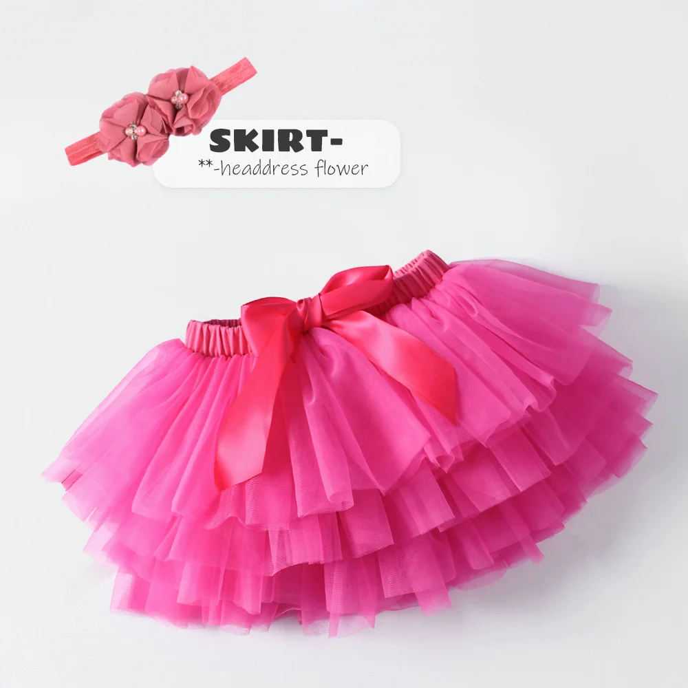 Baby Girls Tulle Tutu Bloomers Infant Newborn Diapers Cover 2pcs Short Skirts+Headband Set Girls Skirts Rainbow Baby Skirt images - 6