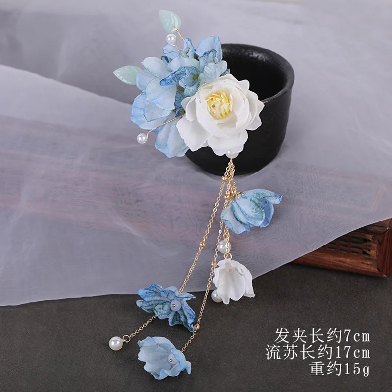 Антикварные головные уборы Hanfu аксессуары Цветочная кисточка заколка для волос
