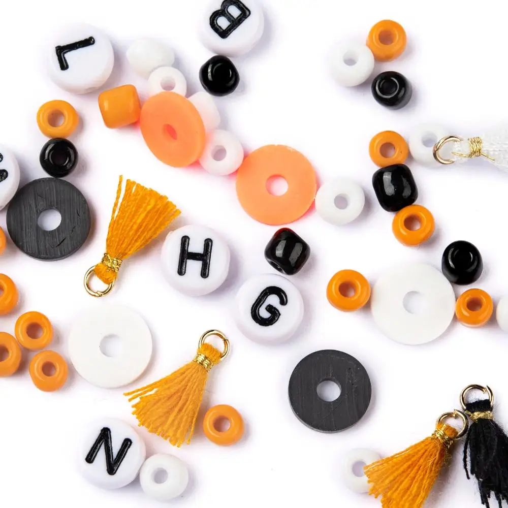 1155Pcs Mixed Round Glass Clay Seed Beads for DIY Halloween Theme Stretch Bracelets Making Kits with Elastic Crystal Thread