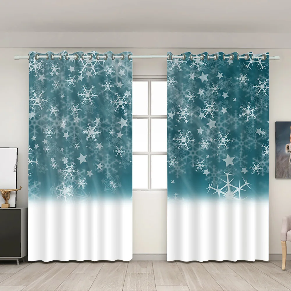 

Christmas Collection Refined Digital Printing Sunscreen Black Silk Curtains