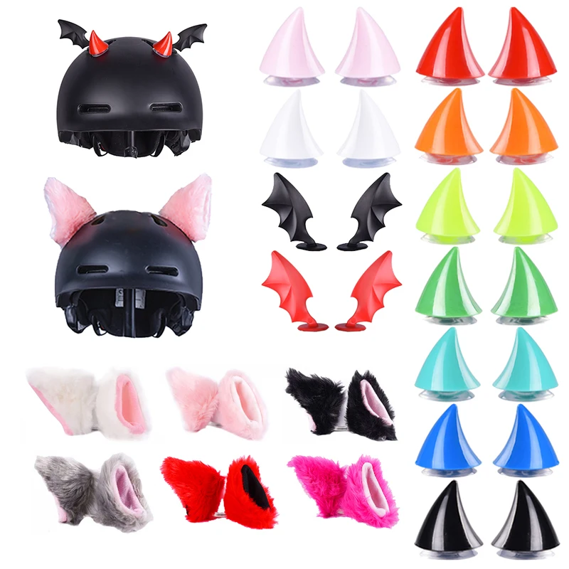 

2Pcs Colorful Motorcycle Helmet Devil Horns Cat Ears Decor Universal Motorbike Bicycle Car Styling Decoration Helmet Stickers