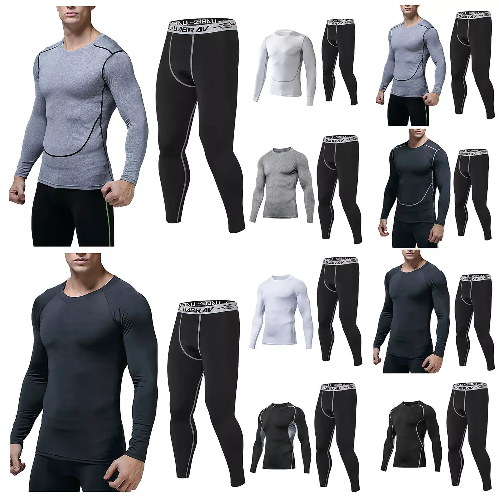 

NEW IN Men's Running Set Gym Legging Thermal Underwear Spartan Compression Fitness Mma Rashguard Male Quick-drying Tights Tr