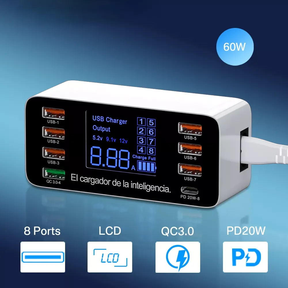

Ports USB Charger QC3.0 Quick Charge Phone Charger Adapter Type C 20W PD Fast Charger 13 12