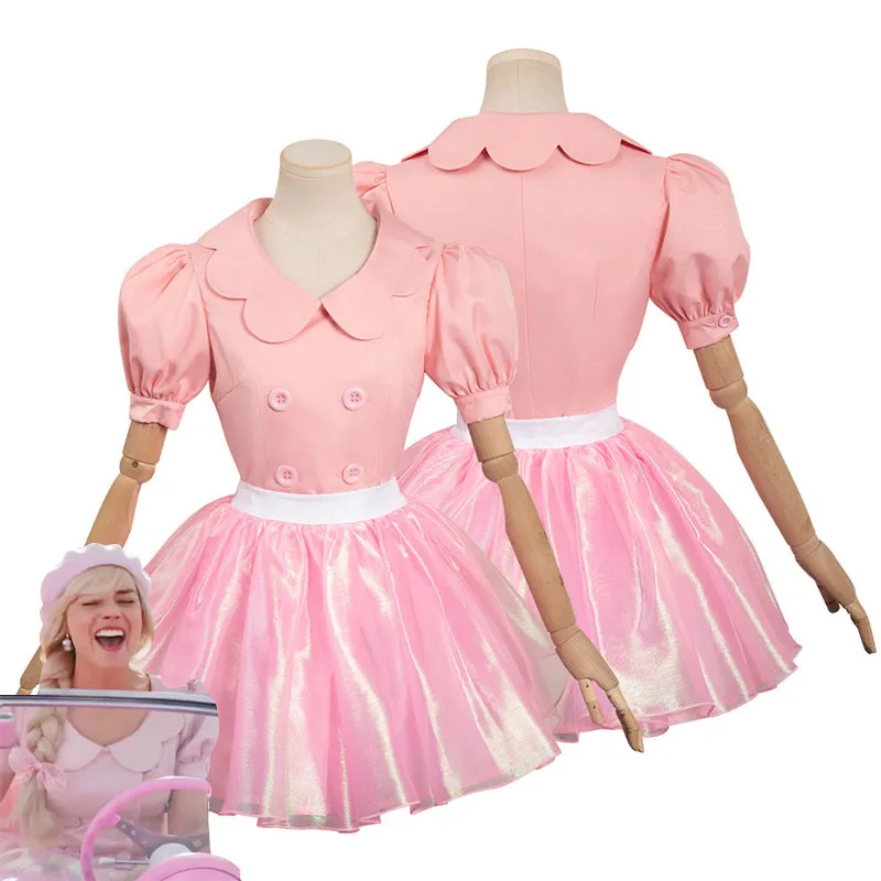 

Margot Cosplay Pink Yarn Skirt Set Costume Dress Hat Earings Outfits Adult Women Girls Halloween Carnival Party Suit