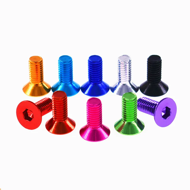 

1Pcs Aluminum Flat Screws M6x8/10/12/15/20/25/30/40mm Flat Hexagonal Socket Countersunk Head Screws Bolts Anodized 10 Color