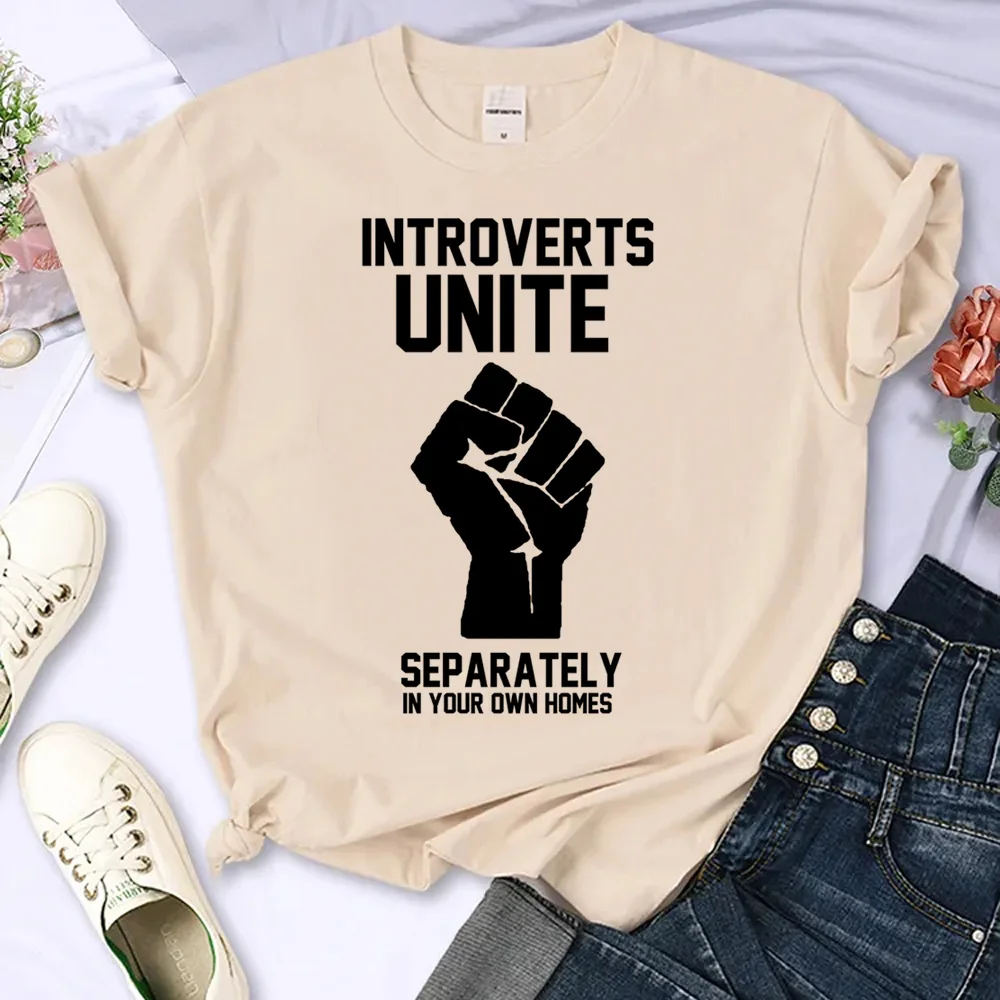 

Introverts unite separately in your own homes top women comic tshirt female designer clothes