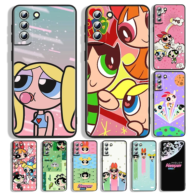 

Anime Powerpuff Girls Soft Black Phone Case For Samsung Galaxy S22 S21 S20 FE Ultra S10e S10 S9 S8 S7 S6 Edge Plus Cover