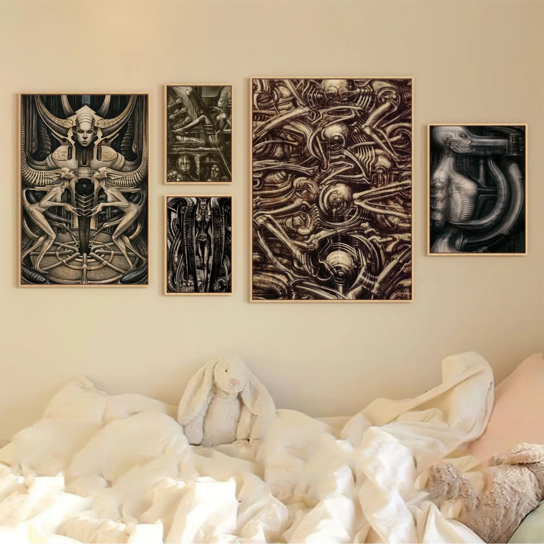 

Hr Giger Li II Alien Horror Artwork Vintage Posters Kraft Paper Vintage Poster Wall Art Painting Study Kawaii room decor
