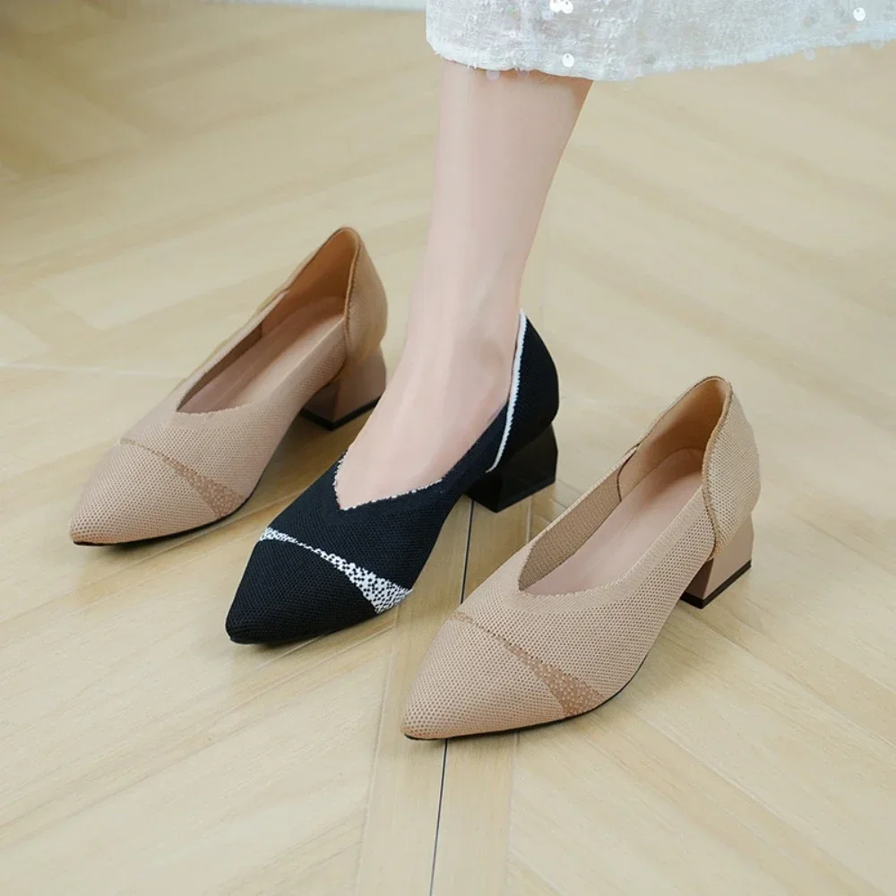 Новая женская обувь модная эластичная вязаная дышащая латексная стелька на