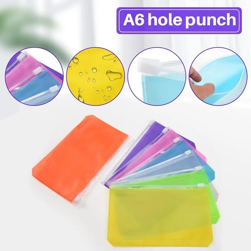 A5/A6 карман для переплета с 6 отверстиями папка на молнии водонепроницаемая ПВХ
