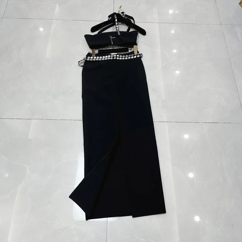 [zoci] Сексуальное бандажное платье без бретелек с наклонной цепочкой на плечах и