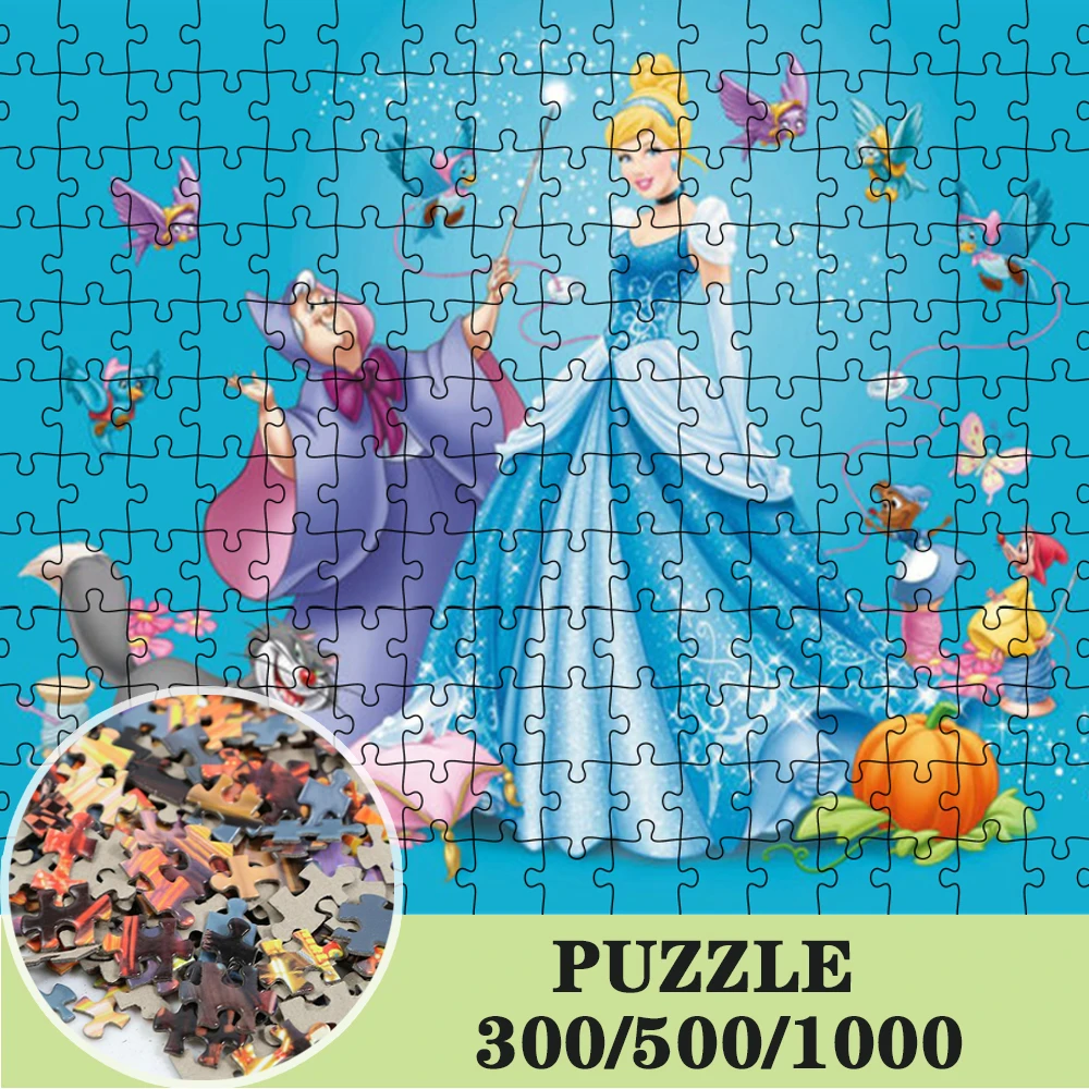 

Disney Jigsaw Puzzle Kids Toy Cartoon Animation Cinderella Paper Puzzles Game Baby Early Educational Toys for Children