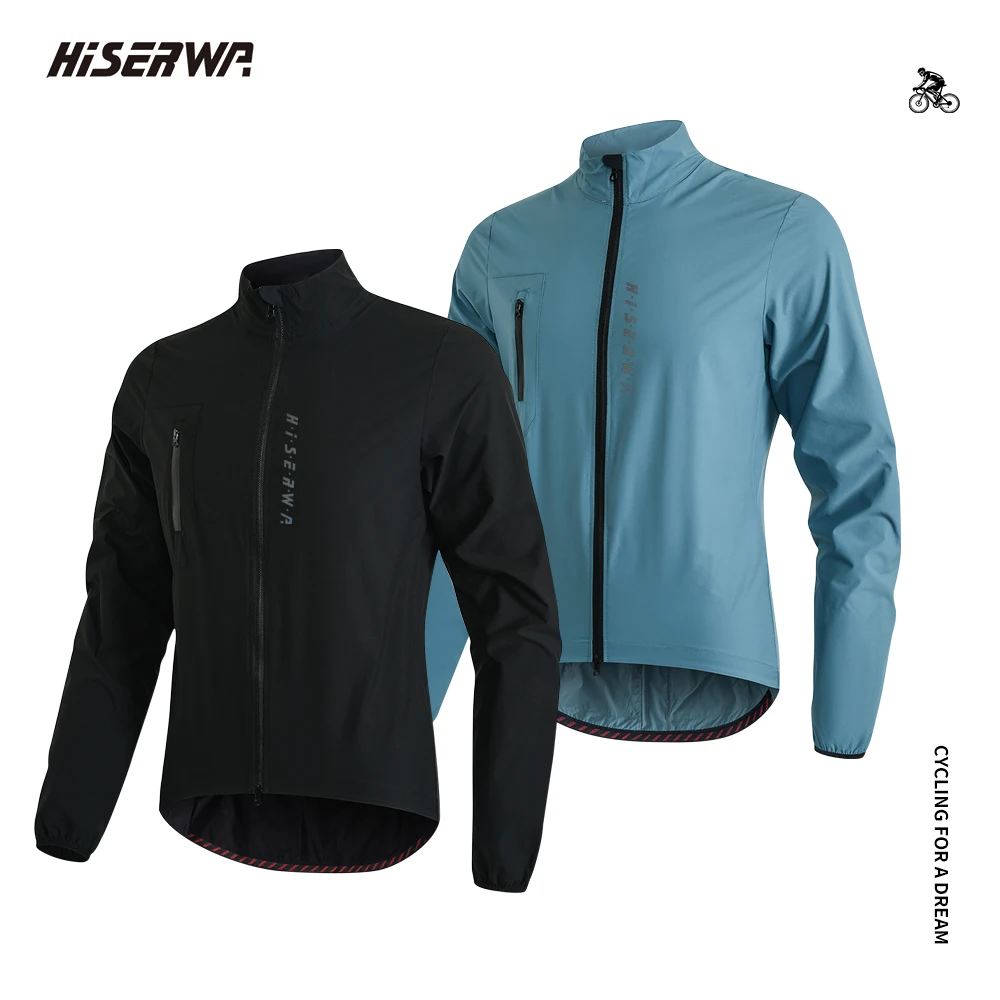 HISERWA Мужская велосипедная куртка Водонепроницаемая ветровка с длинными рукавами