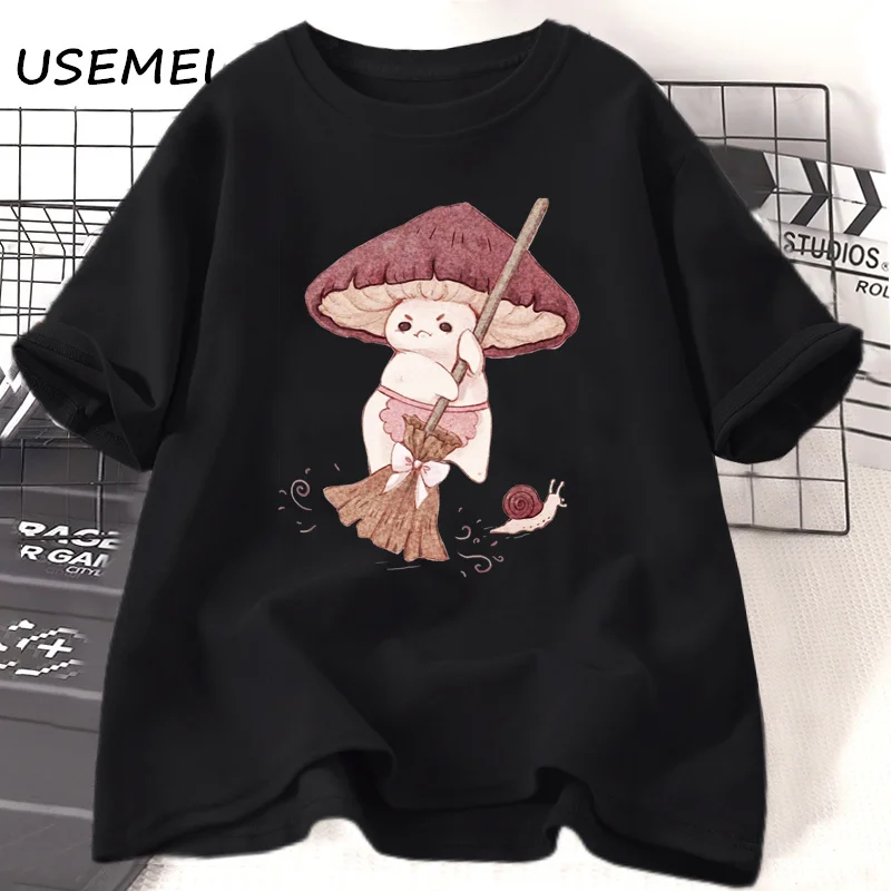 

Angy Mushroom Does Not Like To Clean T Shirt Women Streetwear Tee Shirts Funny Print Women's Oversize T-shirt Ladies Clothes